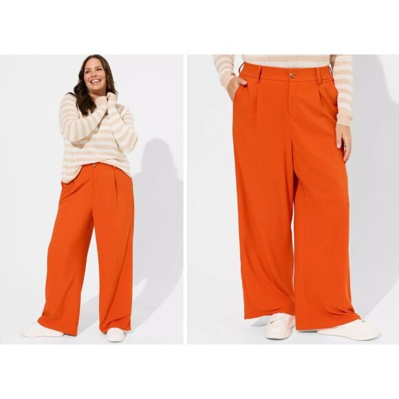 NEW Studio By Torrid Womens Plus 18 Wide Leg Pants in Pureed Pumpkin Trouser - Picture 1 of 10